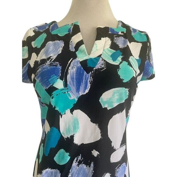 Aryeh Size Small Dress Short Sleeve Colorful Blue Nylon Spandex - Picture 2 of 7